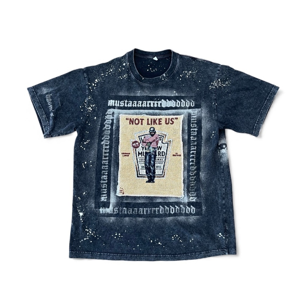 EUC - Kendrick Lamar "Not Like Us" Custom Black Painted Embroidered T Shirt Sz L